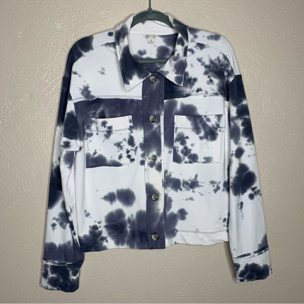 Cato tie dye button down‎ shacket blue white